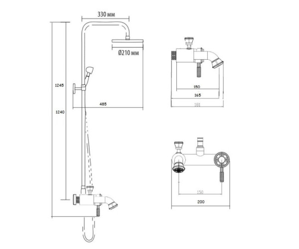 Душевая система Bronze de Luxe WINDSOR 10124DF, бронза. Фото 2