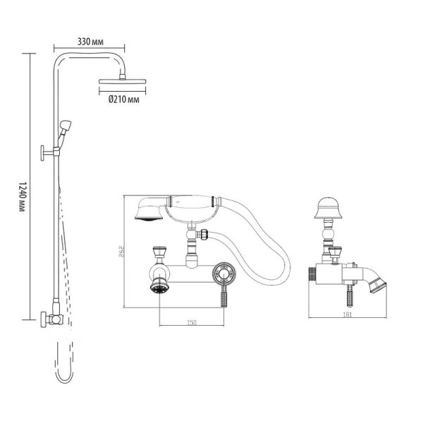 Душевая система Bronze de Luxe WINDSOR 10124F, бронза. Фото 2