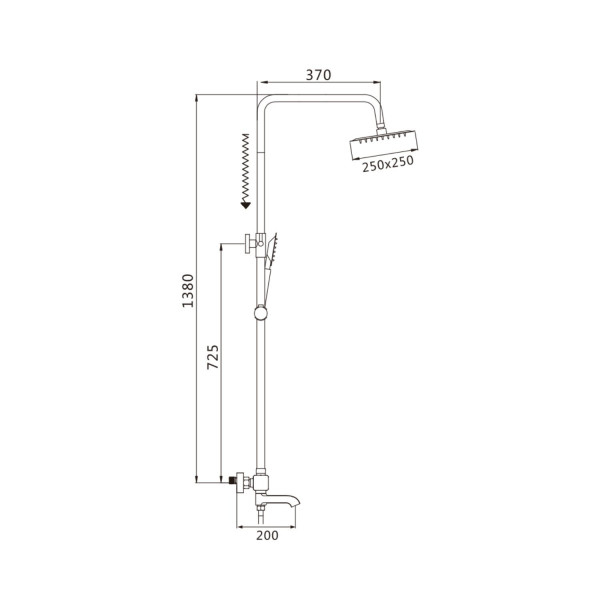 Душевая система c термостатом Shevanik S3096H, черный. Фото 2