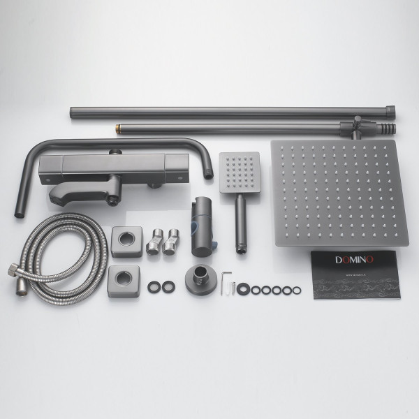 Душевая система c термостатом Shevanik S3096T, оружейная сталь. Фото 3