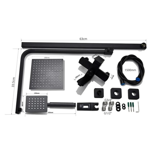 Душевая система D-Lin D10A03, черная. Фото 7