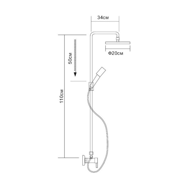 Душевая система D-Lin D10A07, хром. Фото 2