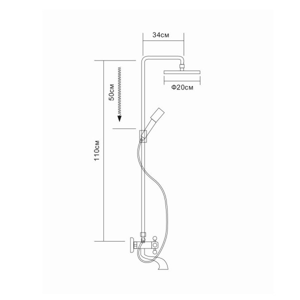 Душевая система D-Lin D10A12, хром. Фото 2