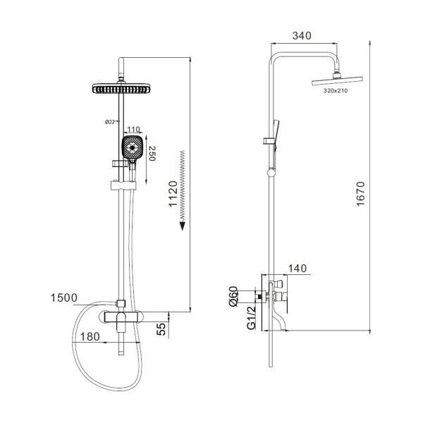 Душевая система D-Lin D10A17, хром. Фото 2