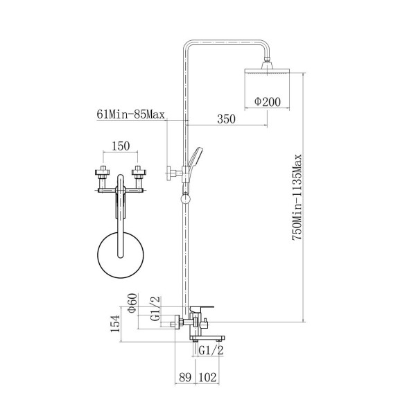 Душевая система D-Lin D10A20, черный. Фото 2