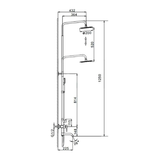 Душевая система D-Lin H10A22, сатин. Фото 2