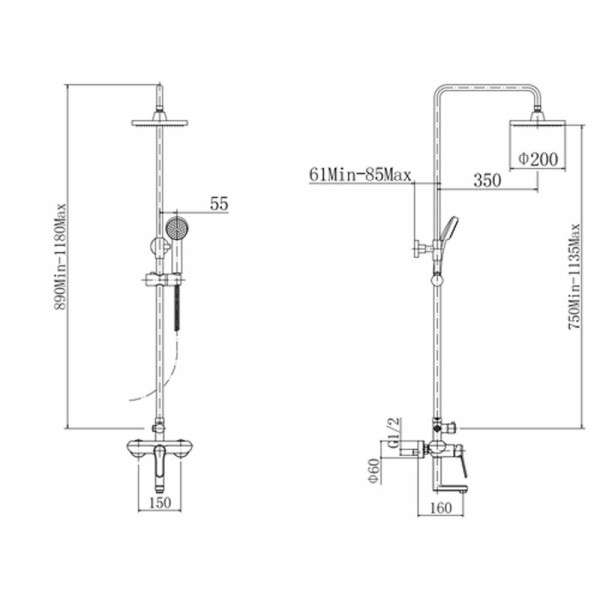 Душевая система FASHUN A2412, хром. Фото 2