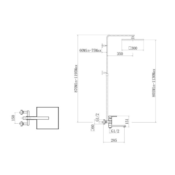 Душевая система FASHUN A2415, хром. Фото 2