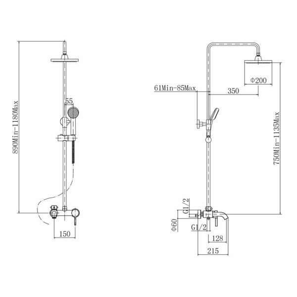 Душевая система FASHUN A2416, хром. Фото 2