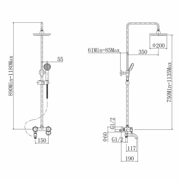 Душевая система FASHUN A2422, хром. Фото 2