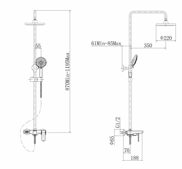 Душевая система FASHUN A2451-8, хром/белый. Фото 2