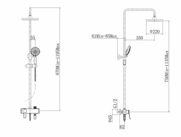 Душевая система FASHUN A2454, хром. Фото 2
