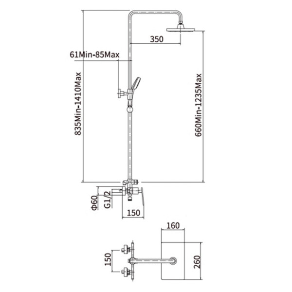 Душевая система FASHUN A2457, хром. Фото 2