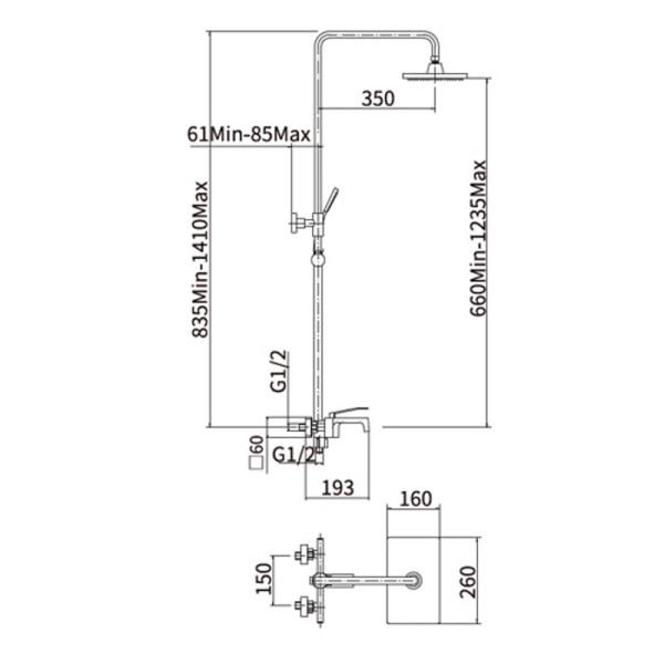 Душевая система FASHUN A2458, хром. Фото 2