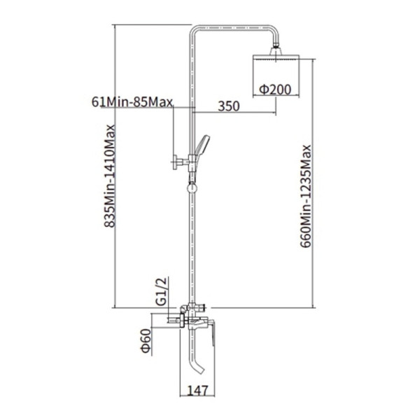 Душевая система FASHUN A2461, хром. Фото 2