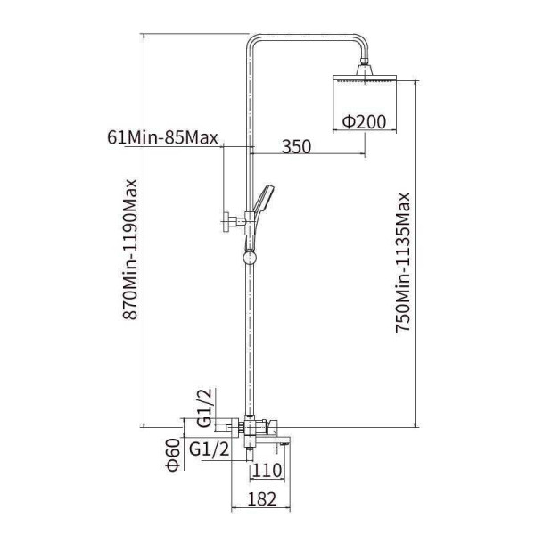 Душевая система FASHUN A2482-8, хром/белый. Фото 2