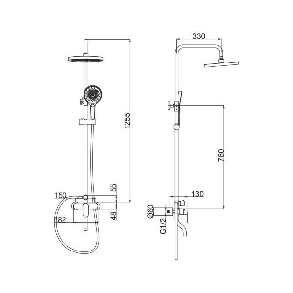 Душевая система FASHUN A2485-35, золото. Фото 2