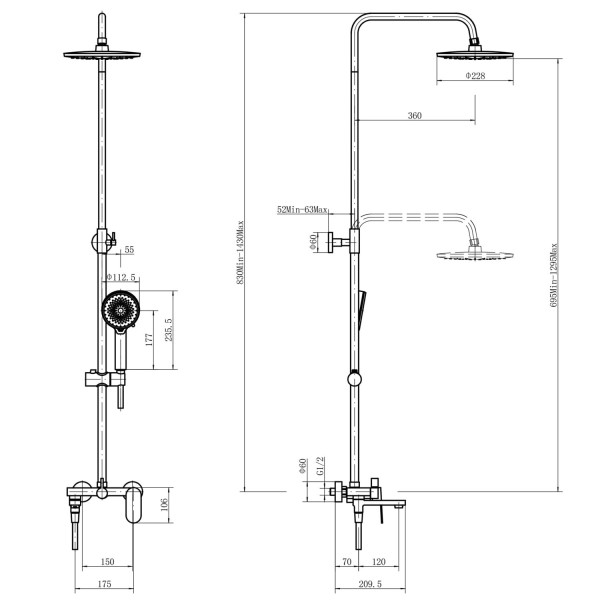 Душевая система FASHUN A2488, хром. Фото 2