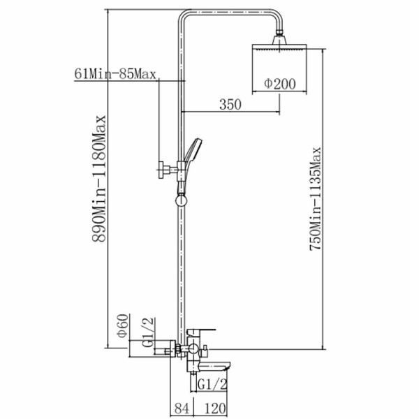 Душевая система FASHUN A52401-1, сатин. Фото 2