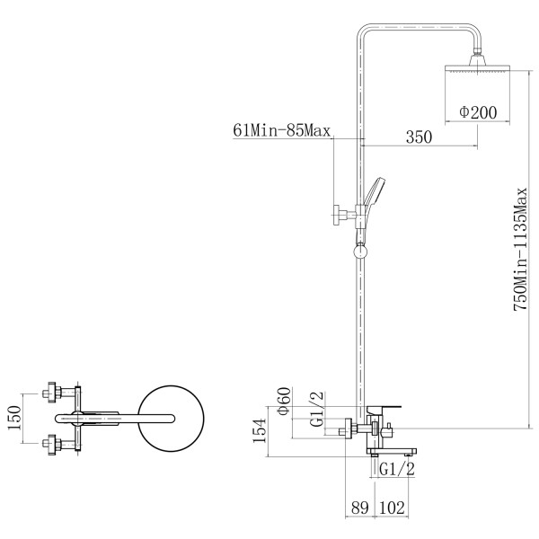 Душевая система FASHUN A52401-21, бронза. Фото 2
