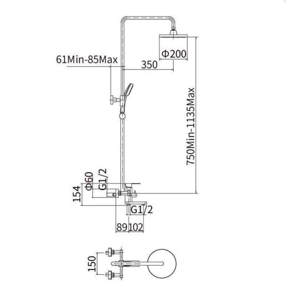 Душевая система FASHUN A52401, сатин. Фото 2
