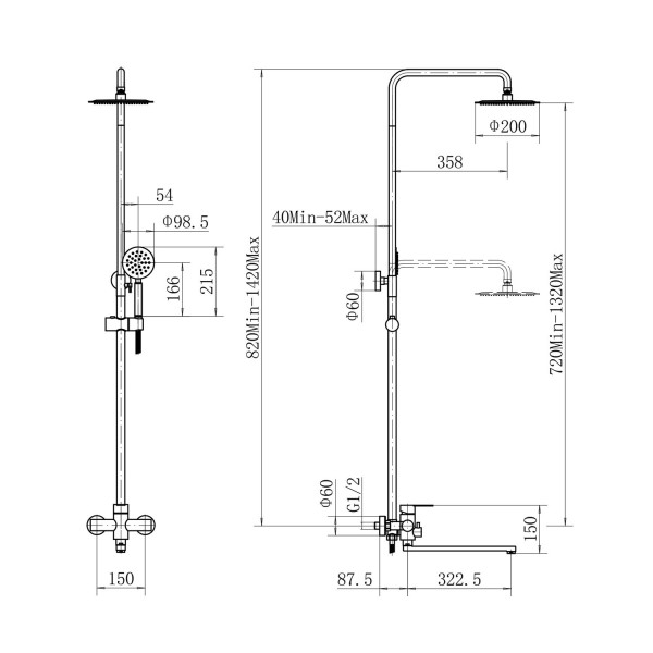 Душевая система FASHUN A52401C, сатин. Фото 2