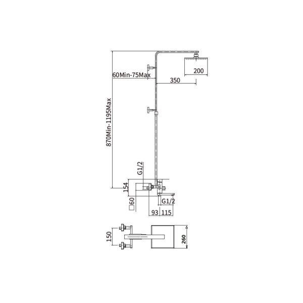 Душевая система FASHUN A52402-7, черный. Фото 2