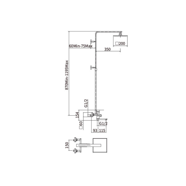 Душевая система FASHUN A52402, сатин. Фото 2