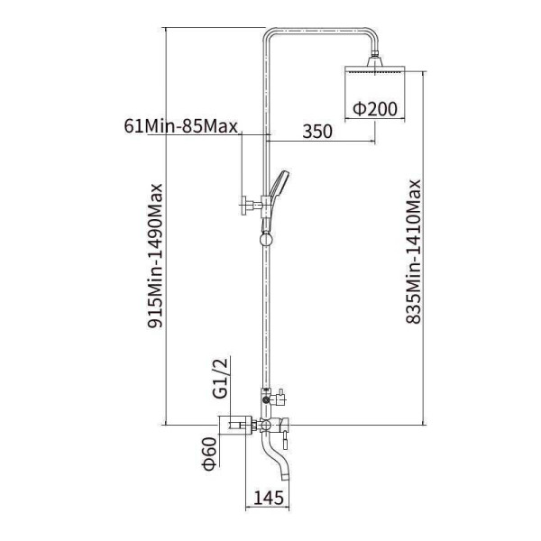 Душевая система FASHUN A52409-7, черный. Фото 2