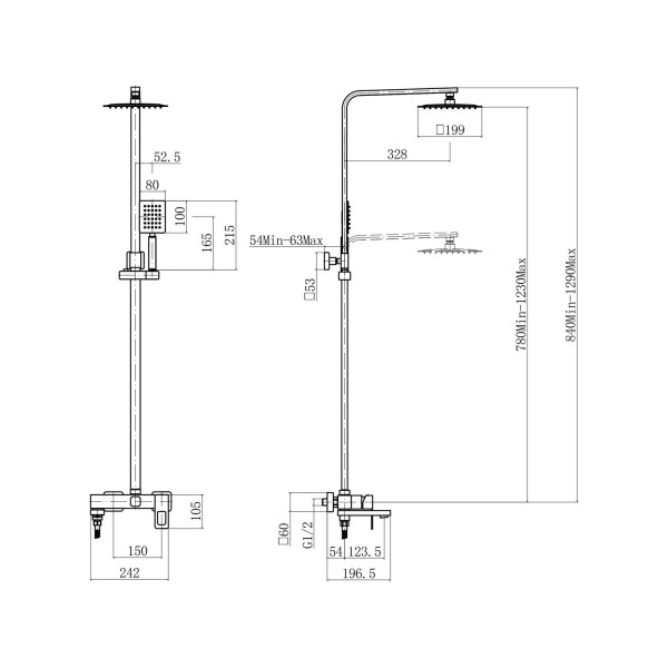 Душевая система FASHUN A52417C, сатин. Фото 2