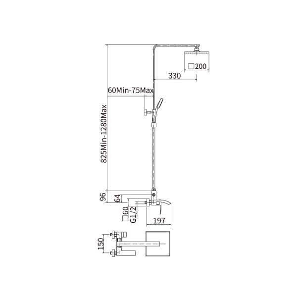 Душевая система FASHUN A52418, сатин. Фото 2