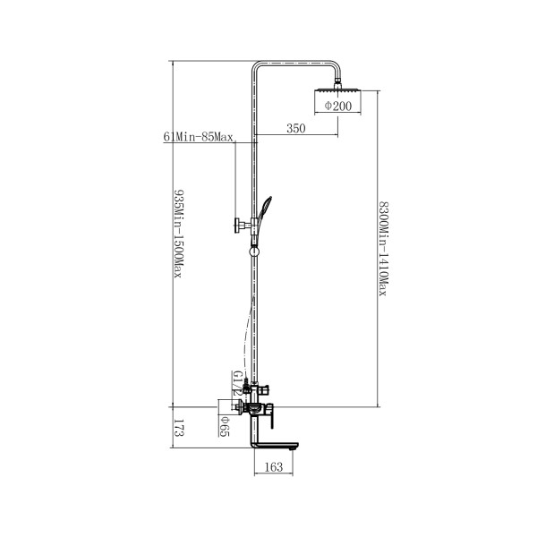 Душевая система FASHUN A52419-17, графит. Фото 2