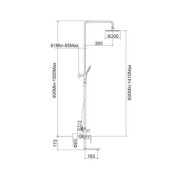 Душевая система FASHUN A52419, сатин. Фото 2