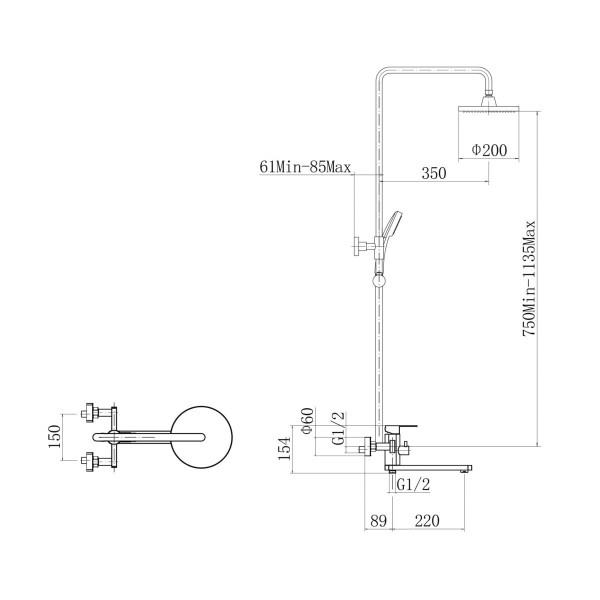 Душевая система FASHUN A52420, сатин. Фото 2