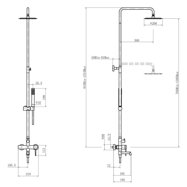 Душевая система FASHUN A52433, сатин. Фото 2