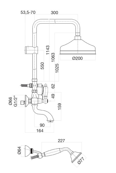 Душевая система Fiore COLONIALE 02OO0615, золото. Фото 2