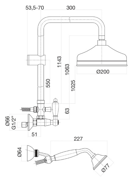 Душевая система Fiore COLONIALE 02OO0620, золото. Фото 2