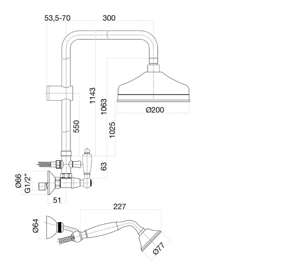 Душевая система Fiore COLONIALE BLACK 22CO0620, хром/золото. Фото 2