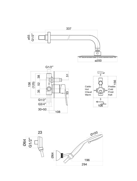 Душевая система Fiore KEVON BLACK MATT 81NN7557, черный. Фото 2