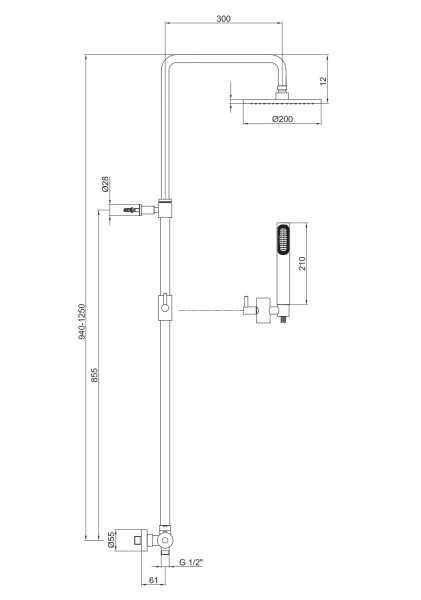 Душевая система Fiore XENON 44NN0964, черный. Фото 2