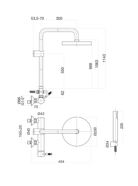 Душевая система Fiore XENON 44NN5168, черный. Фото 2