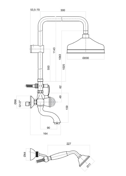 Душевая система Fiore XT SKY (SWAROVSKI®) 17ZZ0615, бронза. Фото 2