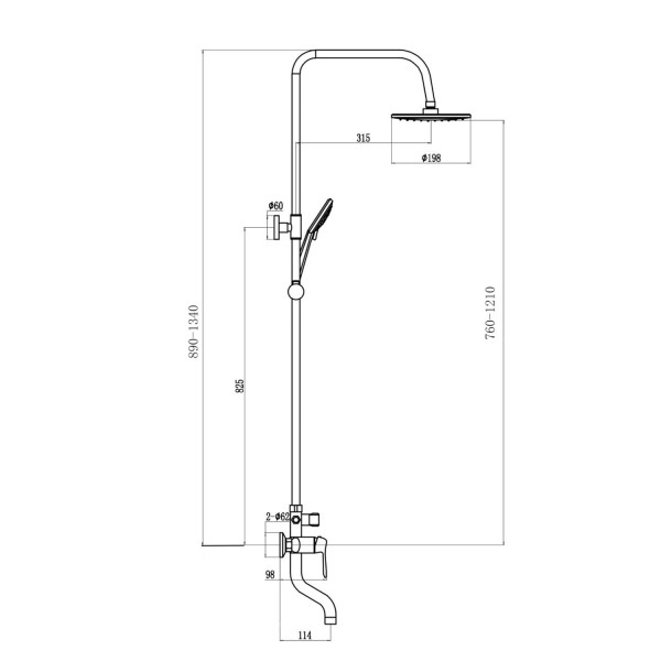 Душевая система Fmark FM2401, хром. Фото 2