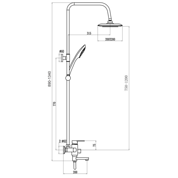 Душевая система Fmark FM2402, хром. Фото 2