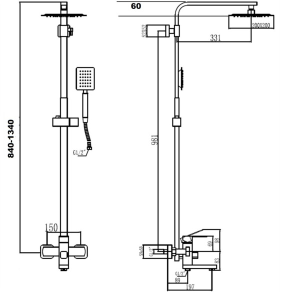 Душевая система Fmark FS8145H, черный. Фото 2