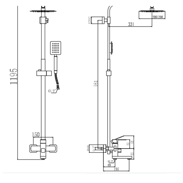 Душевая система Fmark FS8145Q, графит. Фото 2