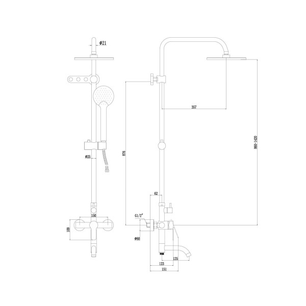 Душевая система Fmark FS8246H, черный. Фото 2