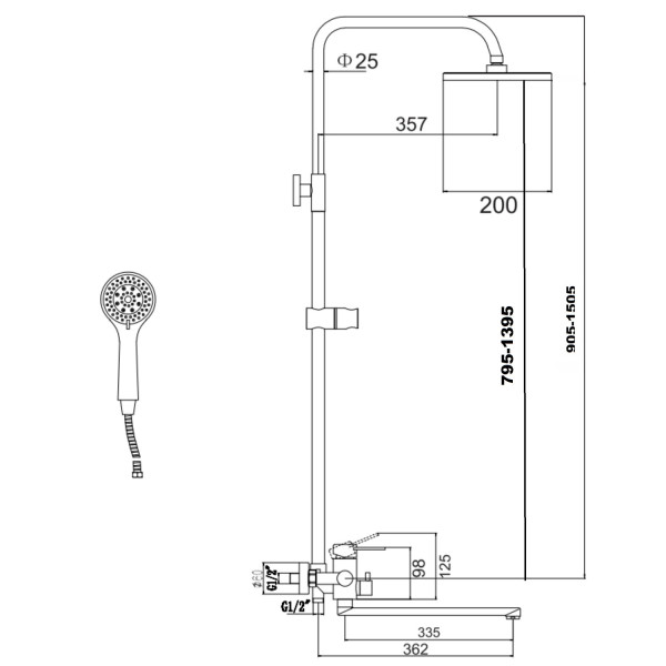 Душевая система Fmark FS8345-35, сатин. Фото 2