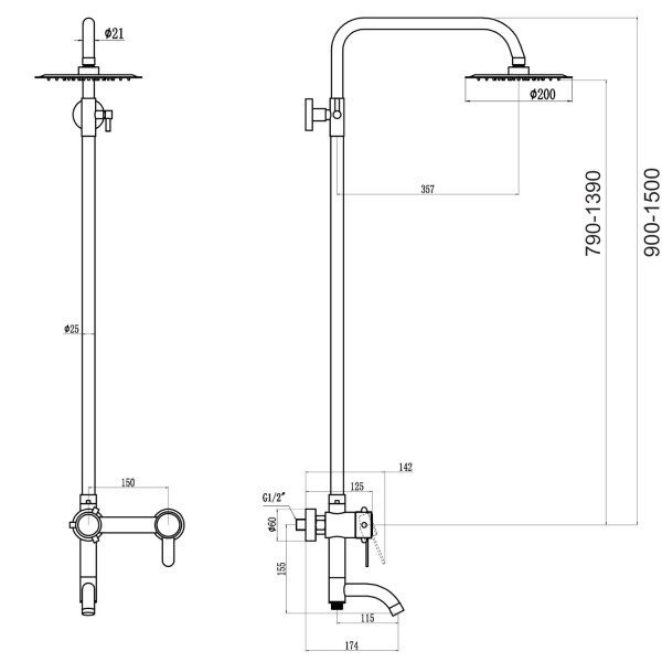 Душевая система Fmark FS8345, сатин. Фото 2