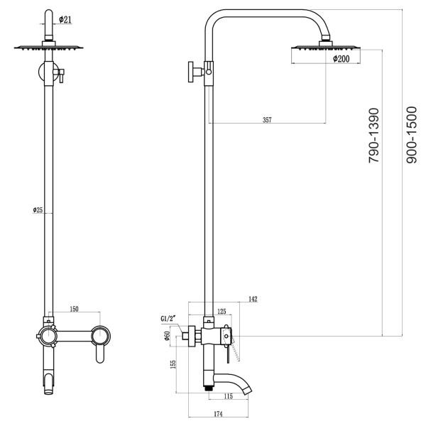 Душевая система Fmark FS8345H, черный. Фото 2
